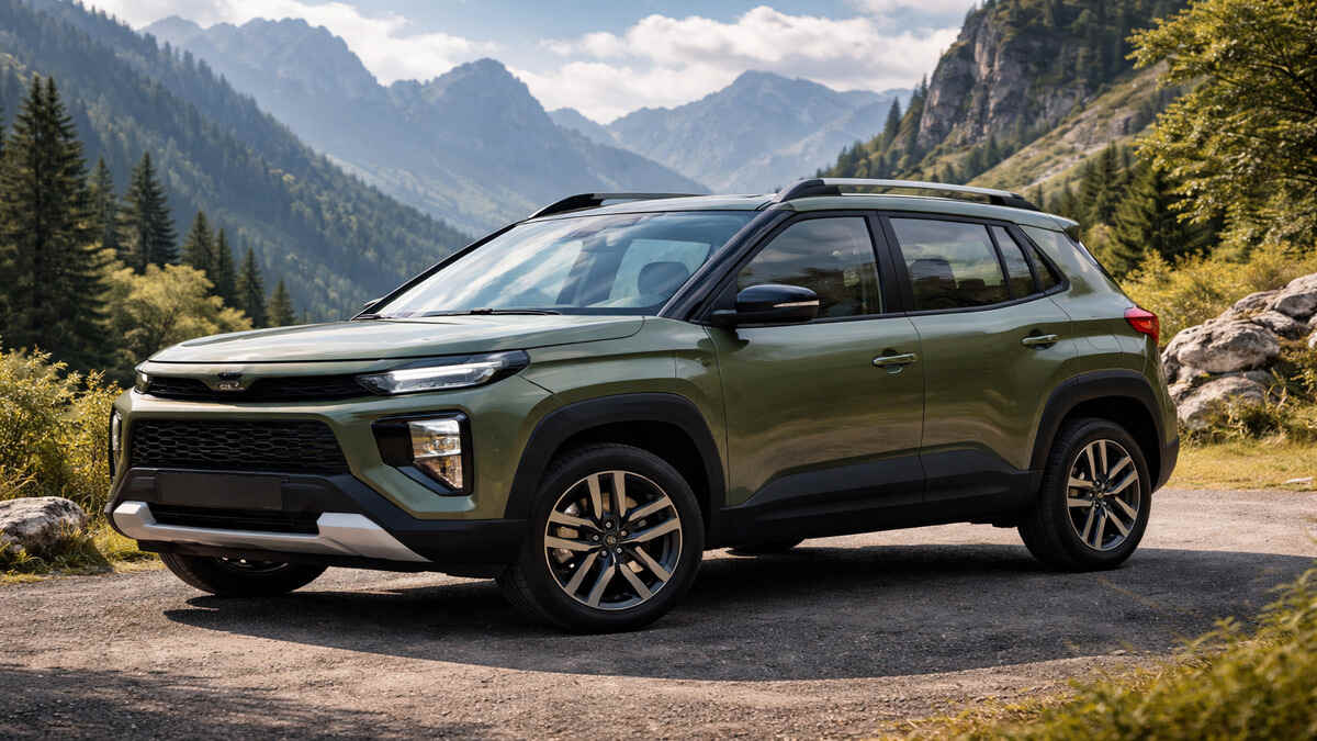 Hyundai Exter SUV parked on a mountain road in daylight